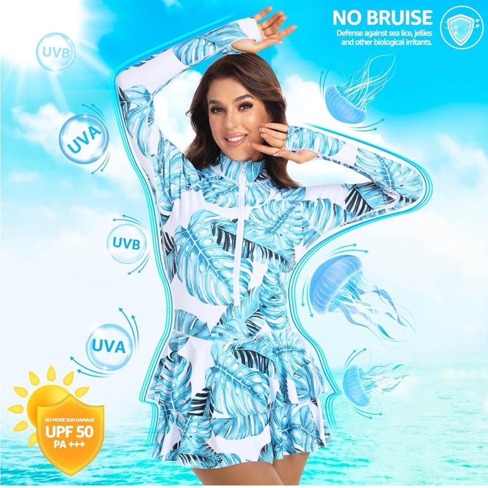 Long Sleeve Swimsuits UV UPF 50+ Swim - Picture 4 of 8